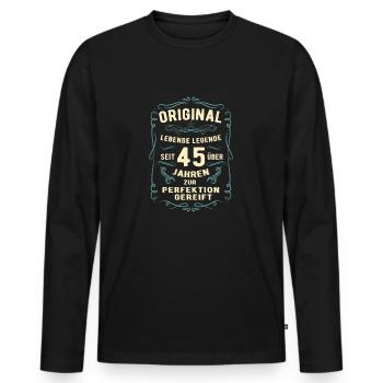 Original seit über 45 Jahren Geburtstag Geburt - Männer Premium Bio Langarmshirt - Schwarz - Vorne - Nico (187cm)