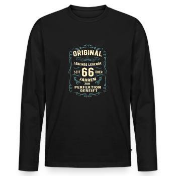 Original seit über 66 Jahren Geburtstag Geburt - Männer Premium Bio Langarmshirt - Schwarz - Vorne - Nico (187cm)