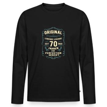 Original seit über 70 Jahren Geburtstag Geburt - Männer Premium Bio Langarmshirt - Schwarz - Vorne - Nico (187cm)