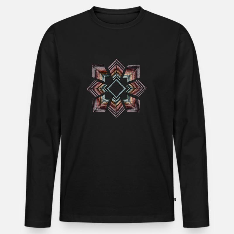 Regenbogen Blume - Männer Premium Bio Langarmshirt - Schwarz