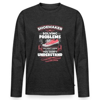 Travail cordonnier Travaux Artisans - T-shirt manches longues Premium bio Homme - anthracite chiné - Devant - Nico (187cm)