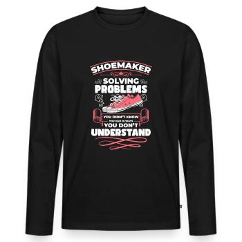 Travail cordonnier Travaux Artisans - T-shirt manches longues Premium bio Homme - noir - Devant - Nico (187cm)