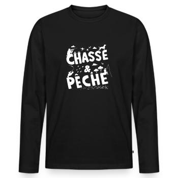 Chasse und peche Chasse und peche Inspiration spei - Männer Premium Bio Langarmshirt - Schwarz - Vorne - Nico (187cm)