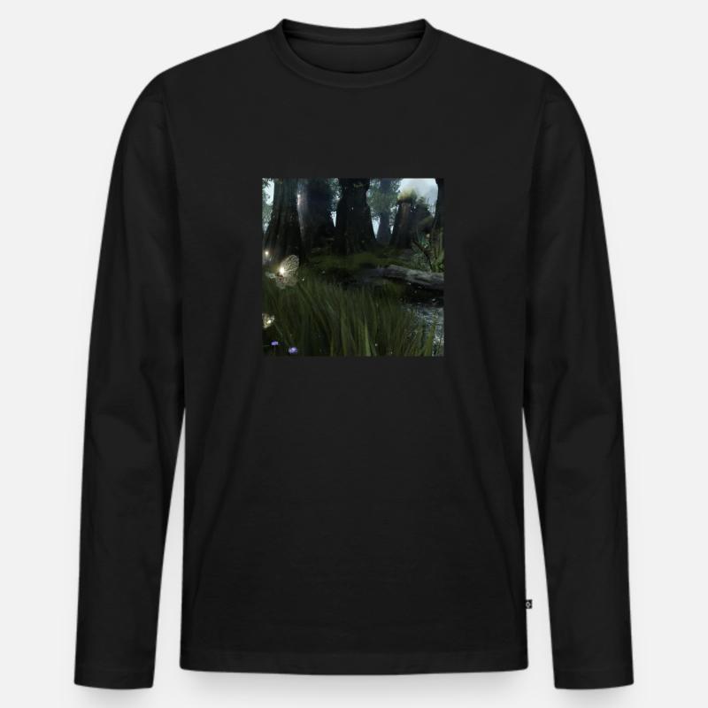 Magischer Wald - Männer Premium Bio Langarmshirt - Schwarz