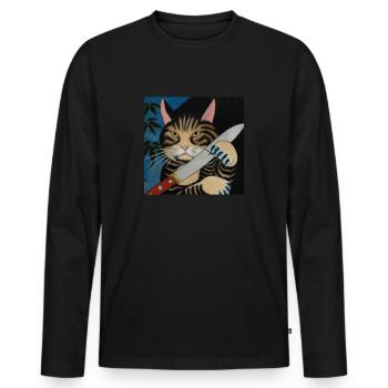 Catana - Japanese Ukiyo Paintings - Men's Premium Organic Long Sleeve Shirt - black - Front - Nico (187cm)