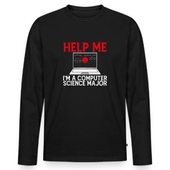 Help Me I'm a Computer Science Major Funny - Men's Premium Organic Long Sleeve Shirt - black - Front - Nico (187cm)