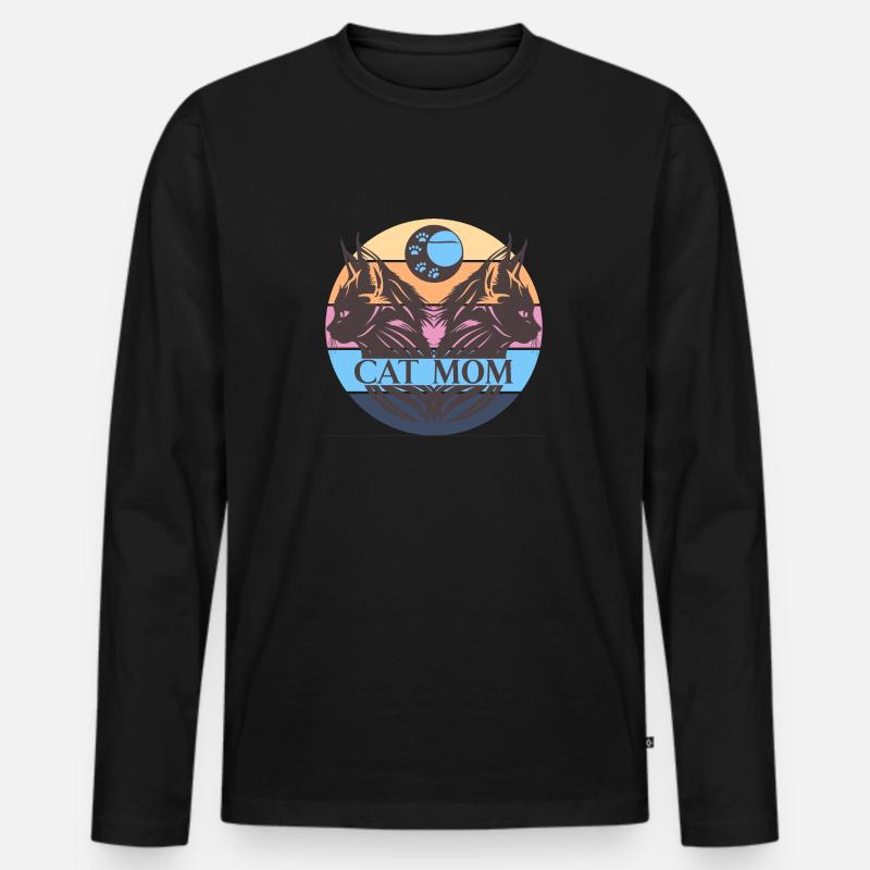 Katzen Mutter - Tierfreund - Retro - Männer Premium Bio Langarmshirt - Schwarz