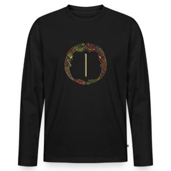Isa - Männer Premium Bio Langarmshirt - Schwarz - Vorne - Nico (187cm)