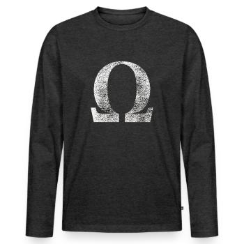 Signe Oméga - T-shirt manches longues Premium bio Homme - anthracite chiné - Devant - Nico (187cm)