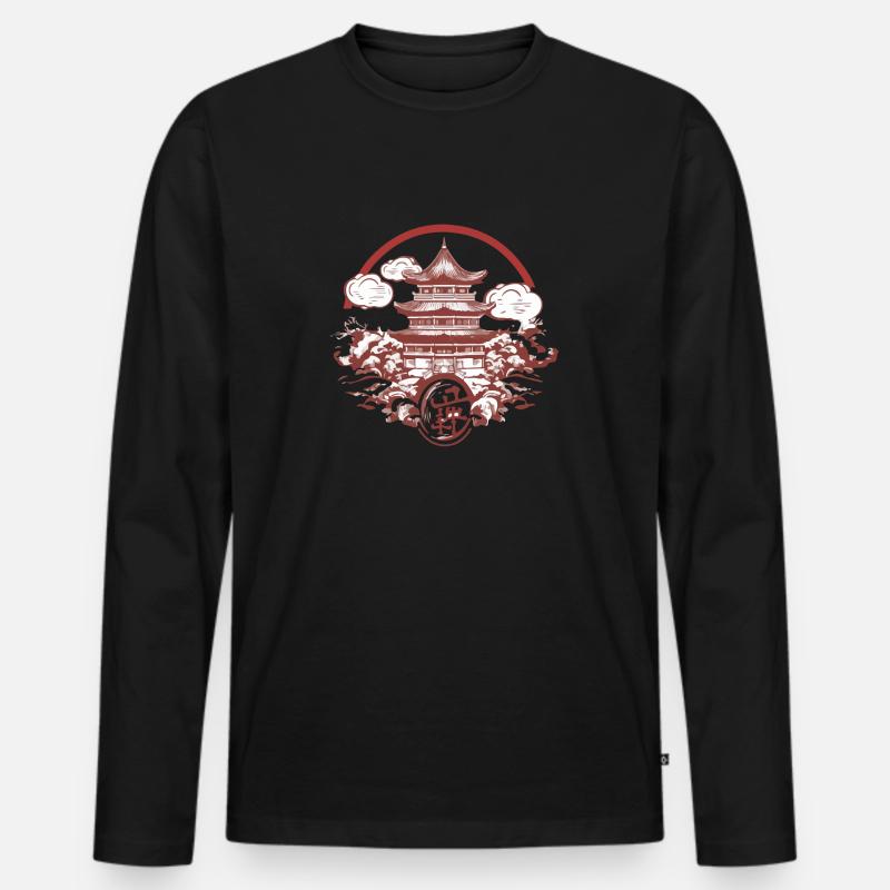 Chinesische Folklore - Männer Premium Bio Langarmshirt - Schwarz