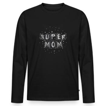"super-mom" space-metal - Männer Premium Bio Langarmshirt - Schwarz - Vorne - Nico (187cm)