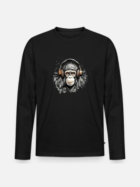Rito le singe audiophile - T-shirt manches longues Premium bio Homme - noir