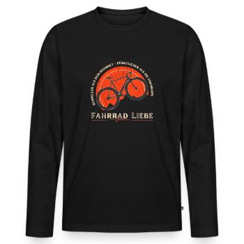 Fahrrad Liebe forever: Schneller als Eisenbahn - Männer Premium Bio Langarmshirt - Schwarz - Vorne - Nico (187cm)