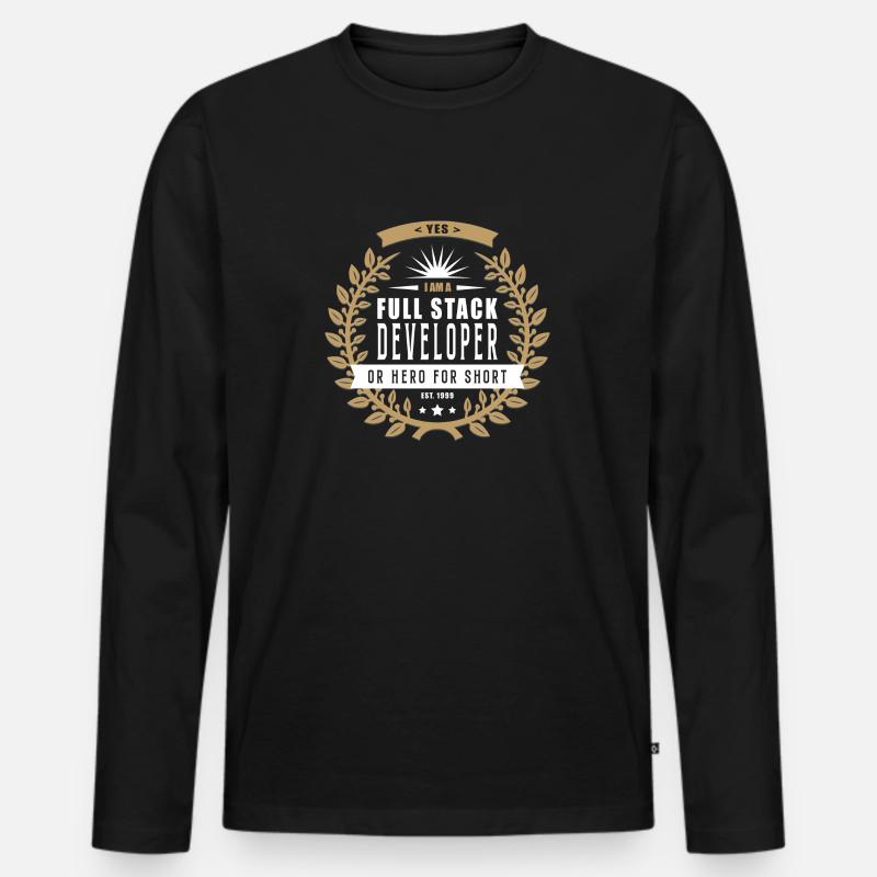 Full Stack Developer hell - Männer Premium Bio Langarmshirt - Schwarz