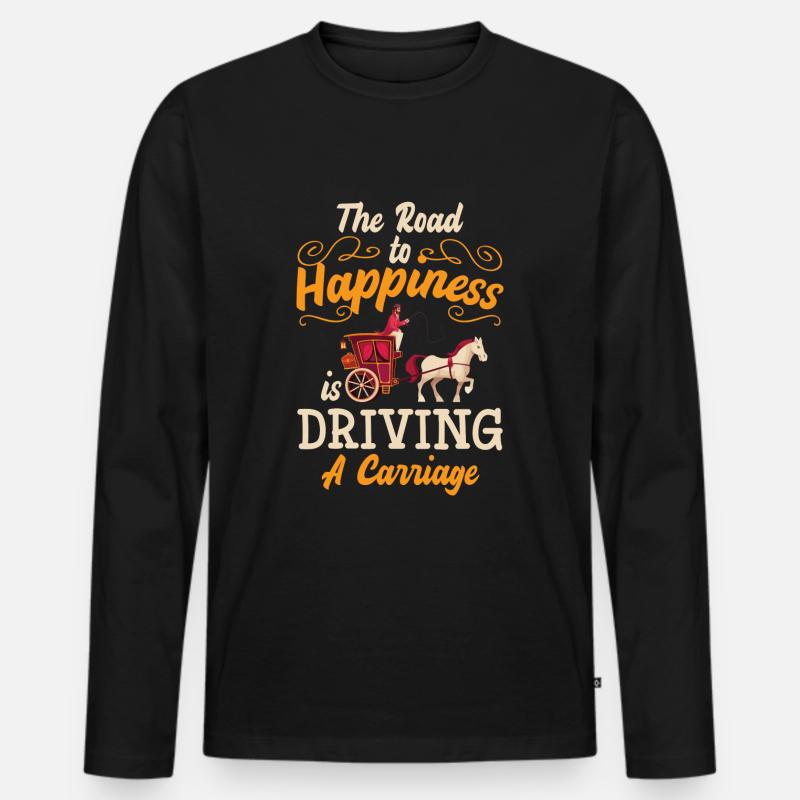 Pferdekutscher Mitfahrer Kutschierer Oldschool - Männer Premium Bio Langarmshirt - Schwarz