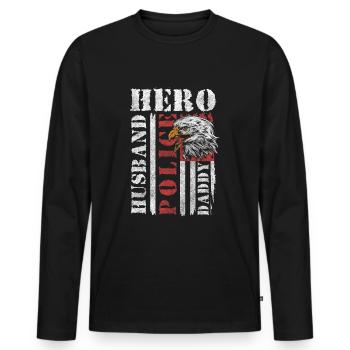 Un policier arrête une scène de crime - T-shirt manches longues Premium bio Homme - noir - Devant - Nico (187cm)