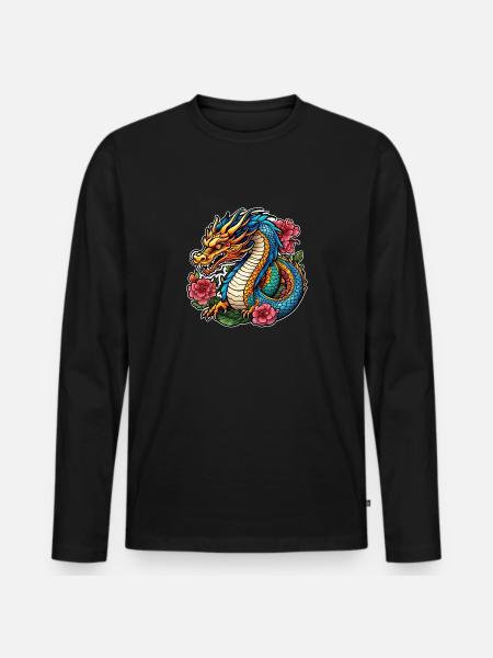 Asian Dragon - Japan - Chinese - Men's Premium Organic Long Sleeve Shirt - black