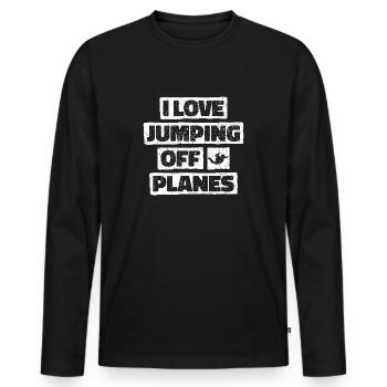 Parachutisme Passion Design. Cadeau d’adrénaline parfait - T-shirt manches longues Premium bio Homme - noir - Devant - Nico (187cm)