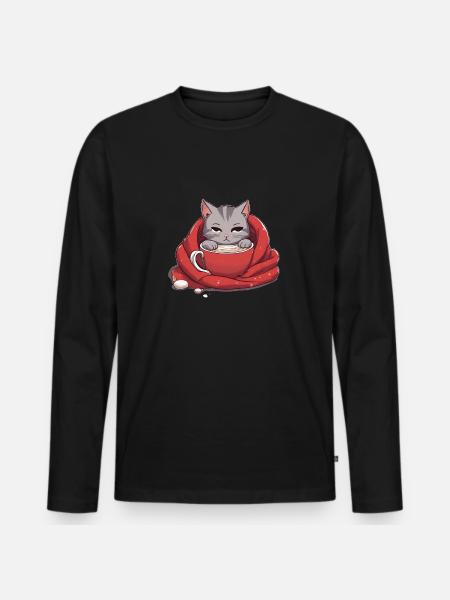 Adorable Cat - Men's Premium Organic Long Sleeve Shirt - black