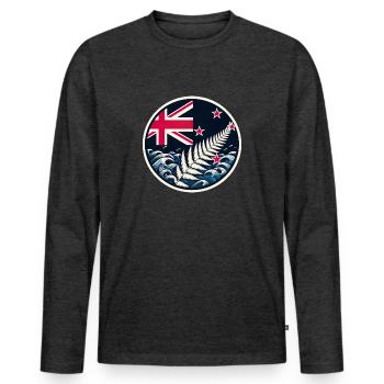 Nouvelle-Zélande Aotearoa Kiwi 20 - T-shirt manches longues Premium bio Homme - anthracite chiné - Devant - Nico (187cm)