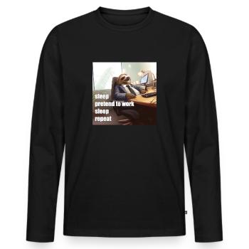 Sleep, pretend to work, sleep, repeat. - Männer Premium Bio Langarmshirt - Schwarz - Vorne - Nico (187cm)