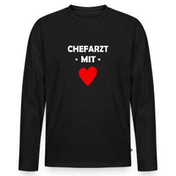 Chefarzt mit Herz - Arzt - Krankenhaus - Doktor - Männer Premium Bio Langarmshirt - Schwarz - Vorne - Nico (187cm)