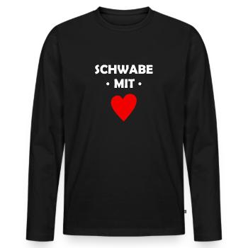 Schwabe mit Herz - Männer Premium Bio Langarmshirt - Schwarz - Vorne - Nico (187cm)