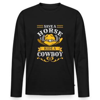 Rodéo Sheriff America Westerpferd - T-shirt manches longues Premium bio Homme - noir - Devant - Nico (187cm)