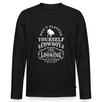 Rodéo, Équitation, Cavaliers équestres de l’Ouest - T-shirt manches longues Premium bio Homme - noir - Devant - Nico (187cm)