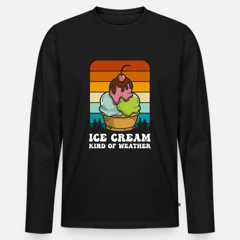 Eiscreme Creme Nachtisch Speiseeis - Männer Premium Bio Langarmshirt - Schwarz