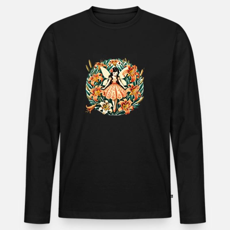 Tiger Lily Fee - Männer Premium Bio Langarmshirt - Schwarz