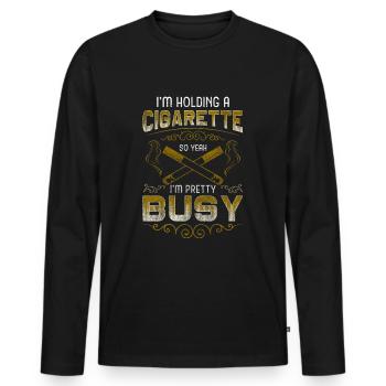 Cigarette Cigar Vaping Box - Men's Premium Organic Long Sleeve Shirt - black - Front - Nico (187cm)