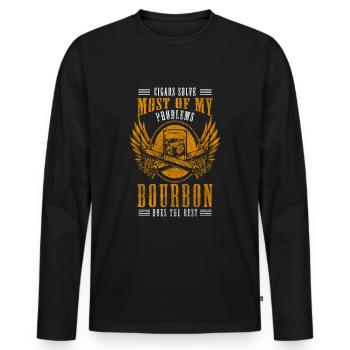 Zigarette Nervös - Männer Premium Bio Langarmshirt - Schwarz - Vorne - Nico (187cm)
