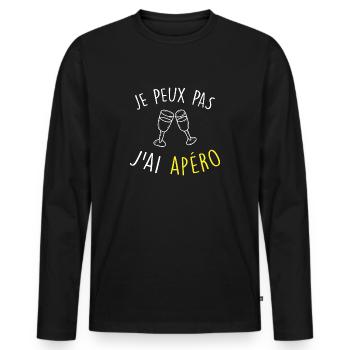 je peux pas j ai apéro / citation humour alcool - T-shirt manches longues Premium bio Homme - noir - Devant - Nico (187cm)