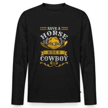 Cowboy Cheval Bandits Cool - T-shirt manches longues Premium bio Homme - noir - Devant - Nico (187cm)