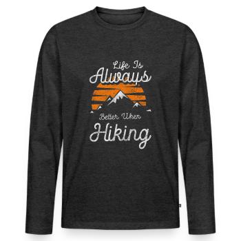 Mountaineering Summit View - Men's Premium Organic Long Sleeve Shirt - heather anthracite - Front - Nico (187cm)