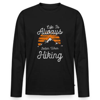 Mountaineering Summit View - Men's Premium Organic Long Sleeve Shirt - black - Front - Nico (187cm)