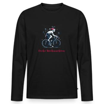 Weihnachtlicher Rennradfahrer - Männer Premium Bio Langarmshirt - Schwarz - Vorne - Nico (187cm)