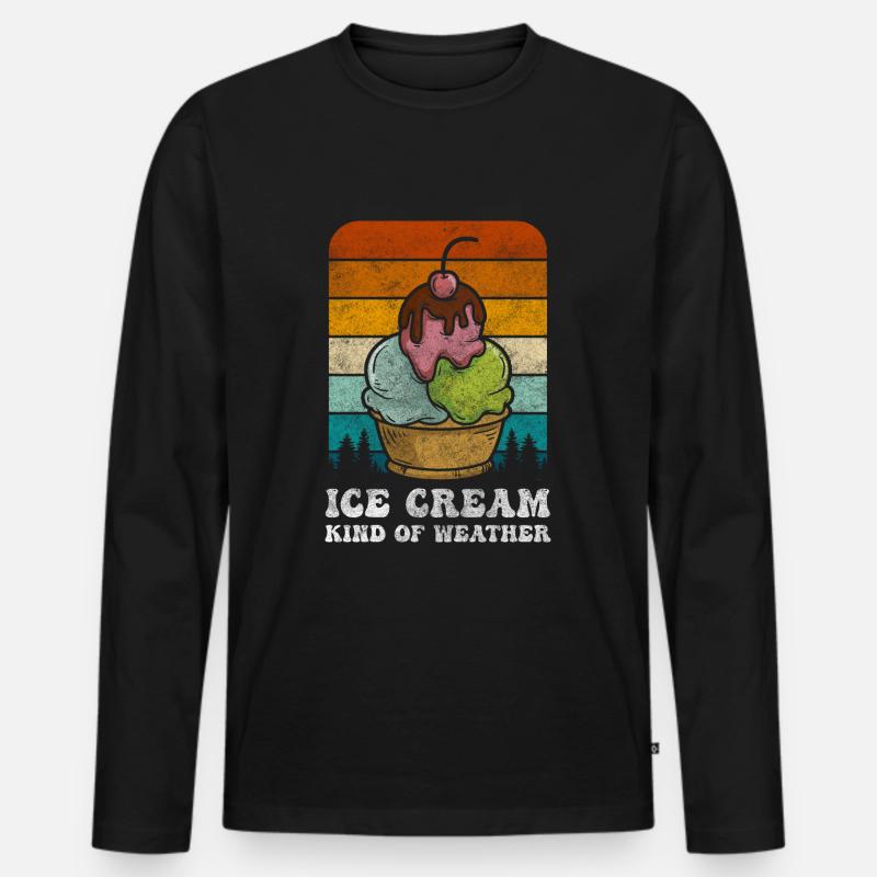 Softeis Kugel Waffeleis - Männer Premium Bio Langarmshirt - Schwarz