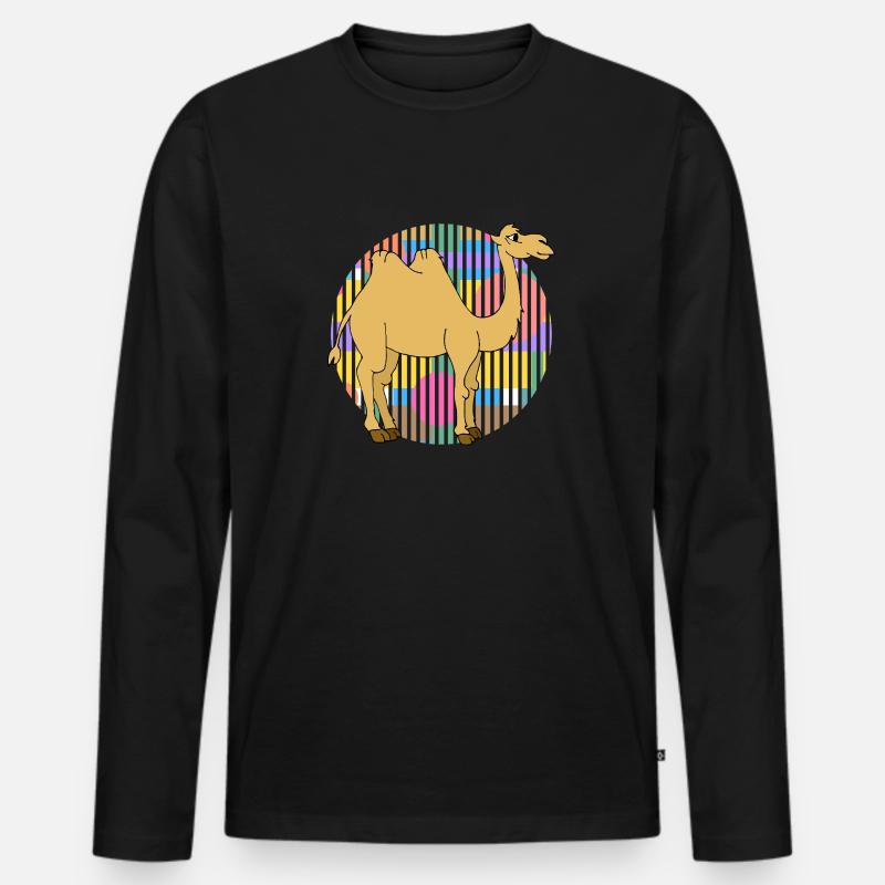 Kamel - Männer Premium Bio Langarmshirt - Schwarz