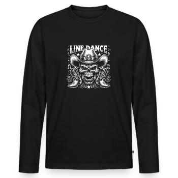 Crâne de danse en ligne avec stetson et bottes et lasso - T-shirt manches longues Premium bio Homme - noir - Devant - Nico (187cm)