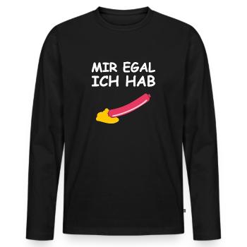 Mir egal ich hab ne Wurst - Männer Premium Bio Langarmshirt - Schwarz - Vorne - Nico (187cm)