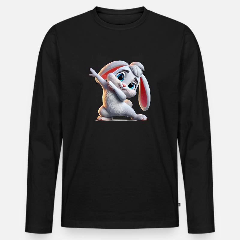 hase dabbing comic - Männer Premium Bio Langarmshirt - Schwarz