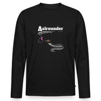 Aalrounder - Aal flexibel Angeln - Fishy Worm - Männer Premium Bio Langarmshirt - Schwarz - Vorne - Nico (187cm)