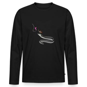 Aalrounder - Fishyworm - Eel Fishing - Men's Premium Organic Long Sleeve Shirt - black - Front - Nico (187cm)