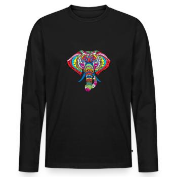 Elephant Hindu symbol colorful pattern animal gift - Men's Premium Organic Long Sleeve Shirt - black - Front - Nico (187cm)