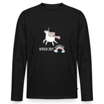 Sprich Regenbogen Einhorn Comic Unicorn Cool Shirt - Männer Premium Bio Langarmshirt - Schwarz - Vorne - Nico (187cm)