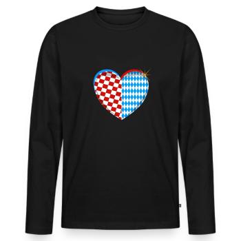 Kroatisch Bayrisches Herz Croatia Bavaria Heart - Männer Premium Bio Langarmshirt - Schwarz - Vorne - Nico (187cm)
