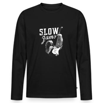 Slow Jams Sloth Guitar Musician Sloth Gift - Men's Premium Organic Long Sleeve Shirt - black - Front - Nico (187cm)