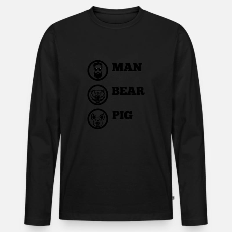 ManBearPig - Männer Premium Bio Langarmshirt - Schwarz